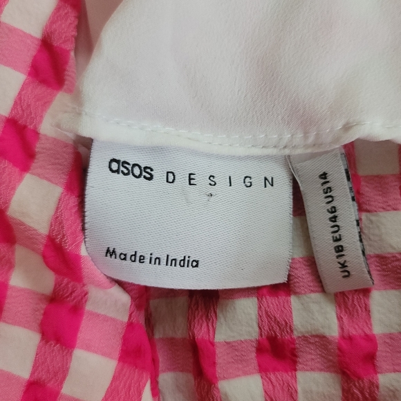 ASOS Pink & White Gingham Mini Dress 14 - Picture 4 of 4